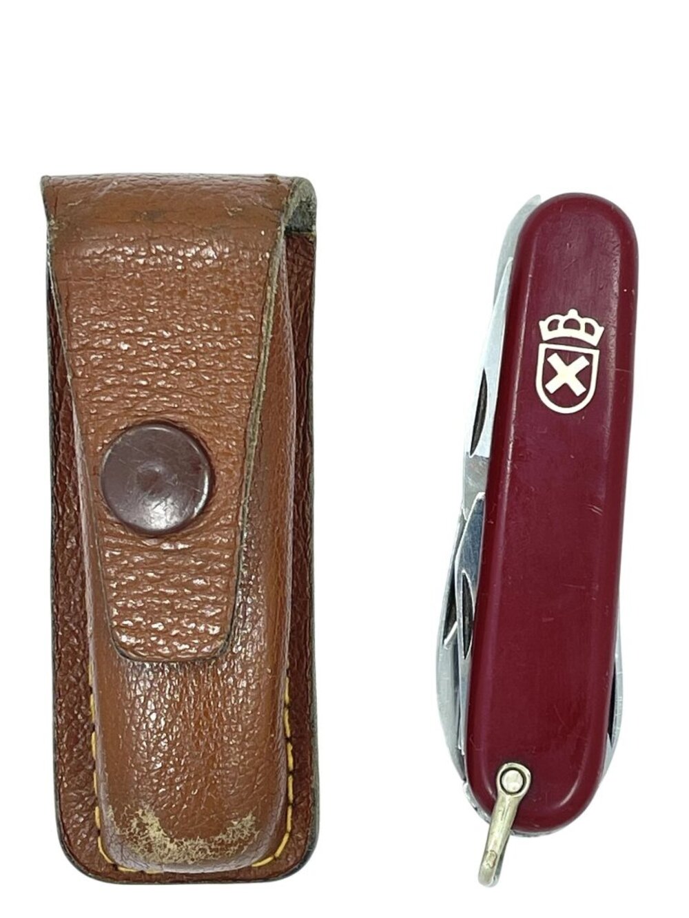 Vintage AITOR Spain Multi Tool Pocket Knife w/ Leather Sheath